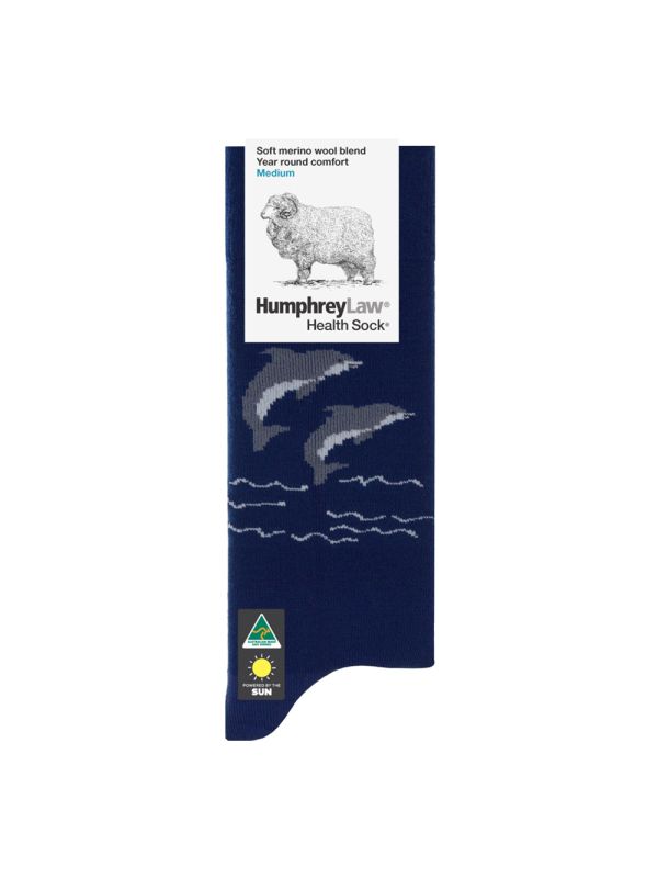 60% Fine Merino Wool Health Sock® - Critters - Dolphin