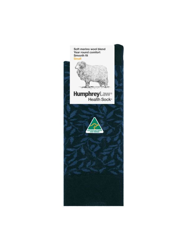 60% Fine Merino Wool Patterned Health Sock® - Leaves