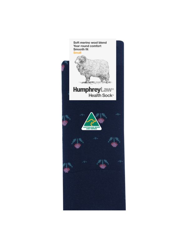 60% Fine Merino Wool Patterned Health Sock® - Tulips